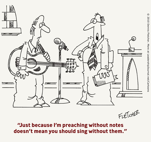 Cartoon about preaching without notes 